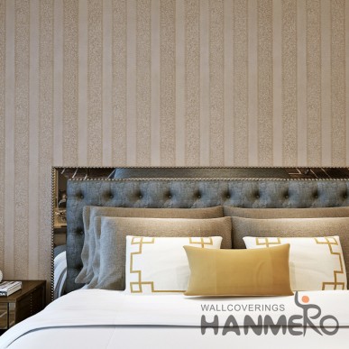 HANMERO Modern Stripe Light Brown Vinyl Wallpaper For Bedding Room  