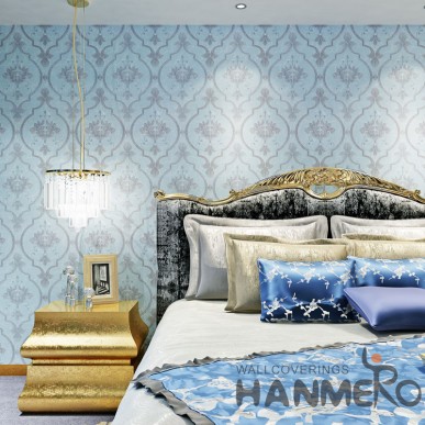 HANMERO European Sky Blue Vinyl Wallpaper for Bedding Room 