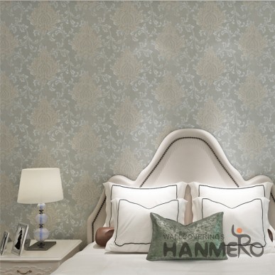 HANMERO Light Green 0.53*10/roll PVC Embossed Floral Wallpaper For Bedrooms