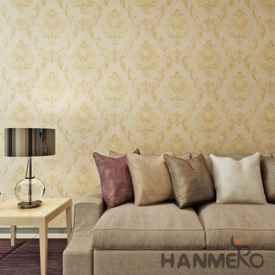 HANMERO Luxury Gold Color Foral European PVC Embossed Wallpaper 