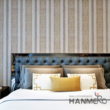 HANMERO Vinyl 0.53*10m Stripe And Flower Brown European Wallpaper 