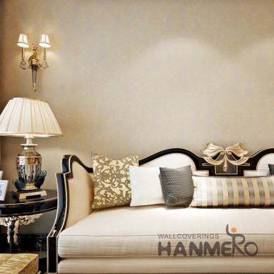 HANMERO Light Golden European Flowers Vinyl Embossed Wallpaper For Home  