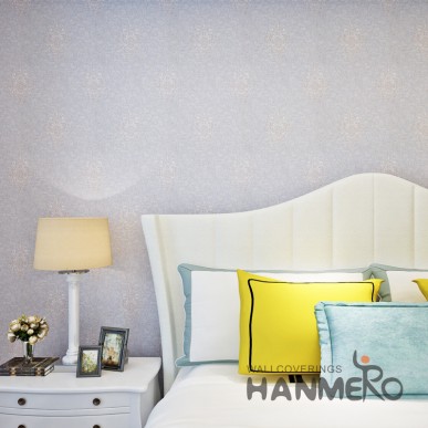 HANMERO European Silver Surface Floral Pattern Glue Needed Vinyl Wallpaper