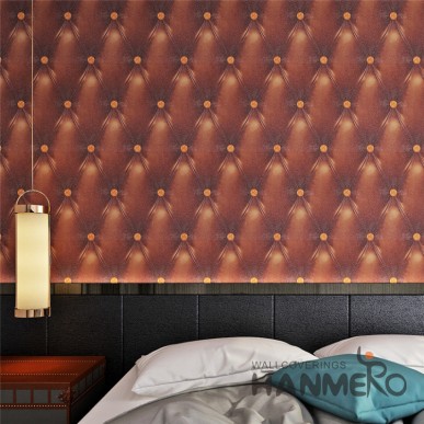 HANMERO Modern 3D Leather Sofa Embossed PVC Wallpaper For TV Background  