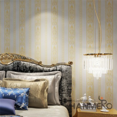 HANMERO SGS Assurance PVC European Stripe Embossed Living Room Wallpaper 