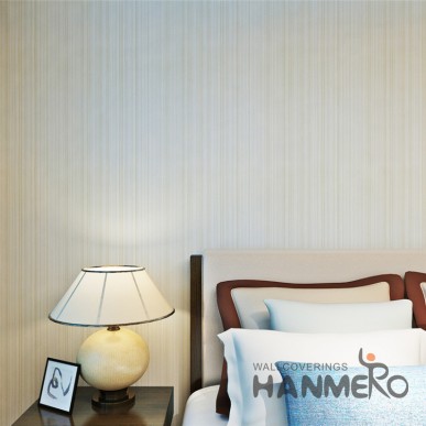 HANMERO Beige Color Thin Stripes Modern PVC Embossed Home Wallpaper 