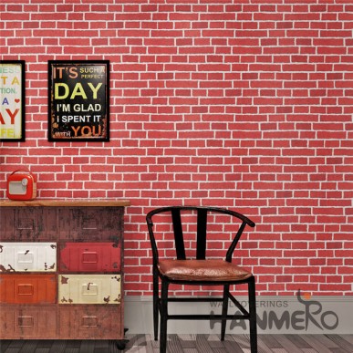 HANMERO Modern 3D Red Brick Waterproof PVC Wallpaper For Wall Decoration 