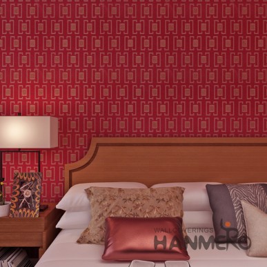 HANMERO Elegant Luxury Red Modern Geometric Vinyl Wallpaper With Embossed